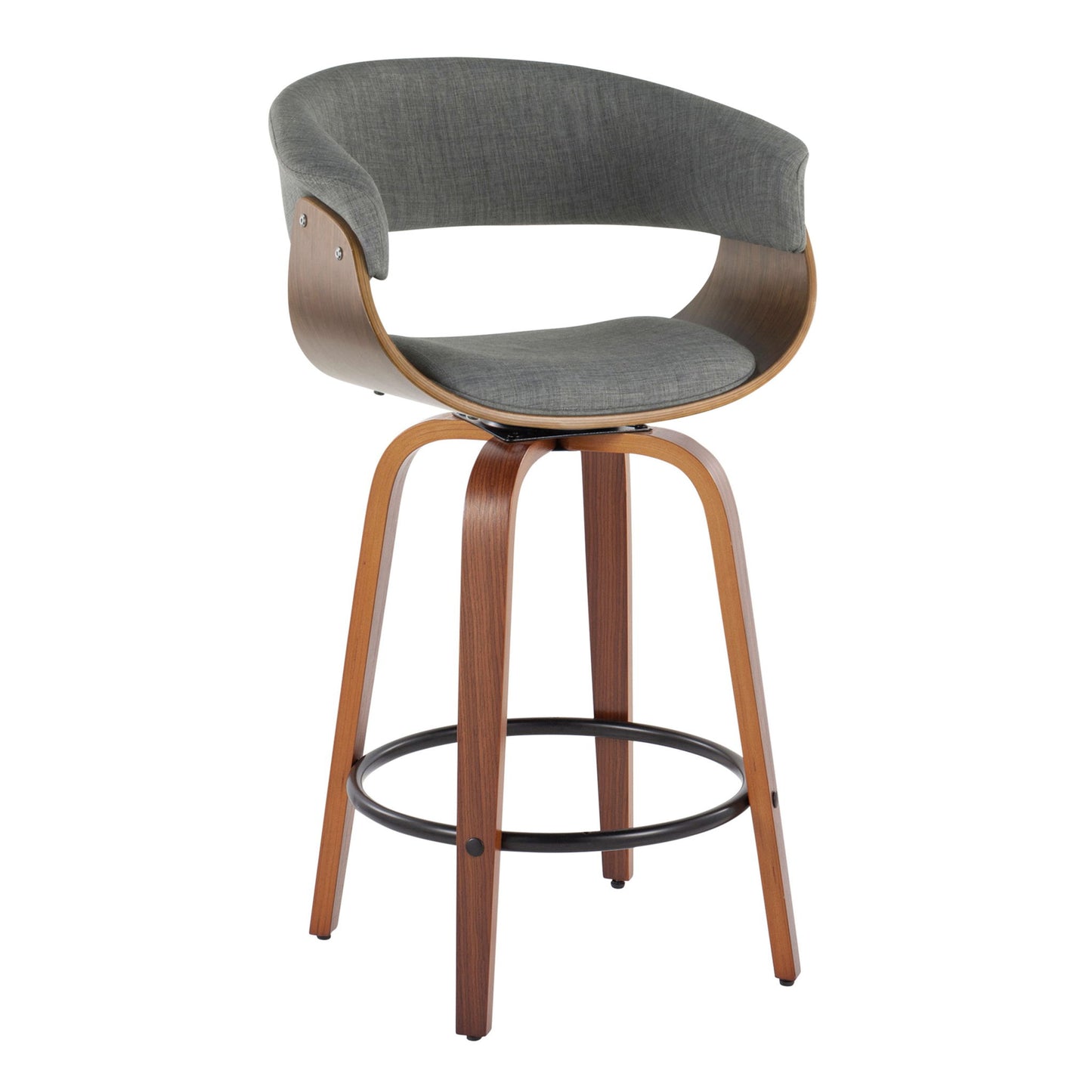 Vintage Mod - Mid Century Modern Fixed Height Counter Stool & Swivel With Round Footrest (Set of 2) Lumi Source