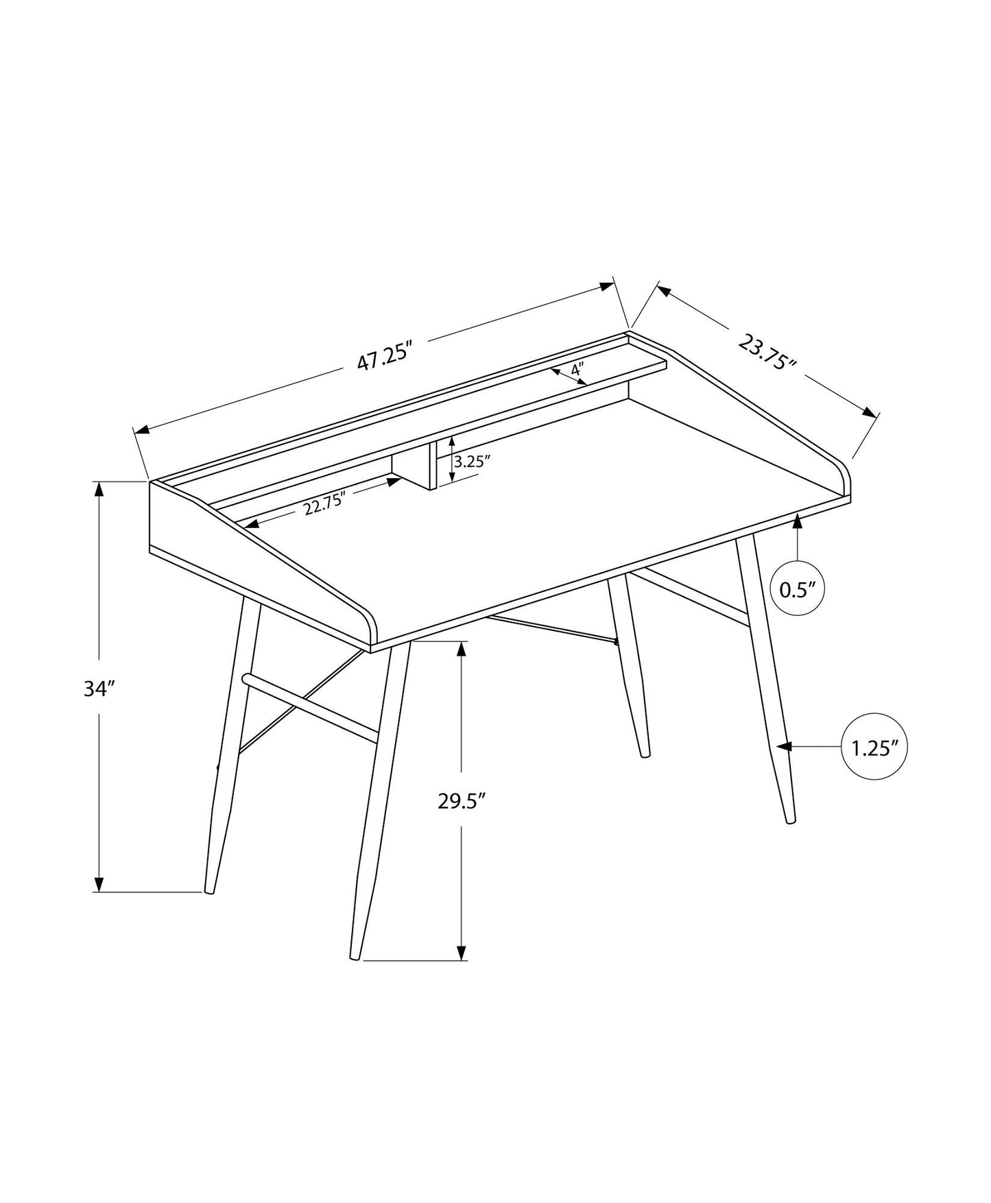Computer Desk For Home Office, Laptop Storage Shelves, Contemporary & Modern 8th Street