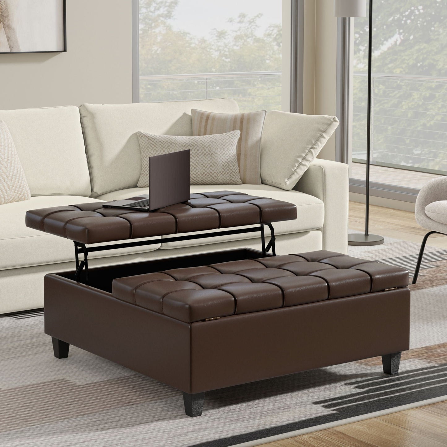 Harrison - Upholstered Coffee Table Storage Ottoman Simpli-Home