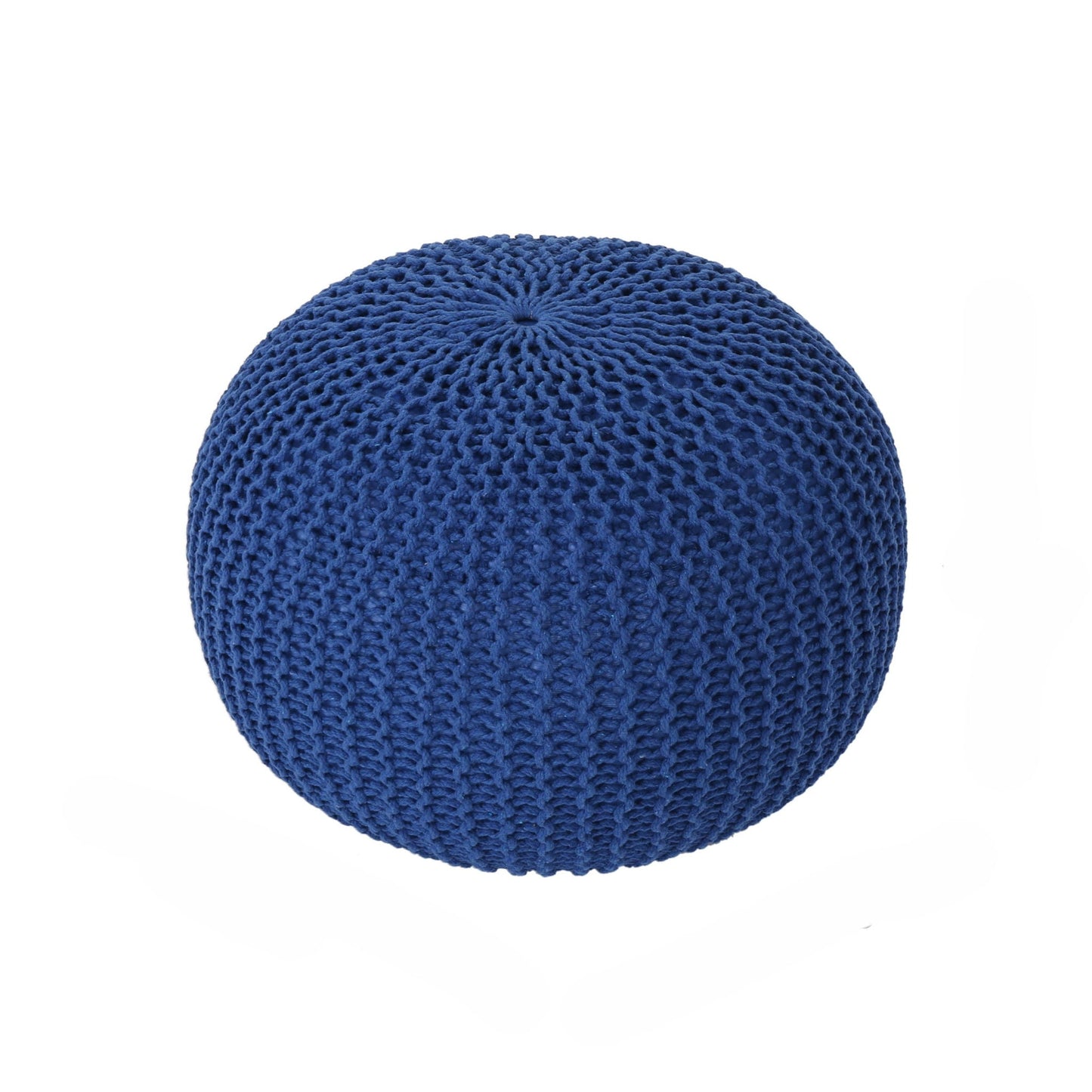Bordeaux - Knitted Cotton Round Pouf, Versatile Ottoman And Floor Cushion Home Essentials