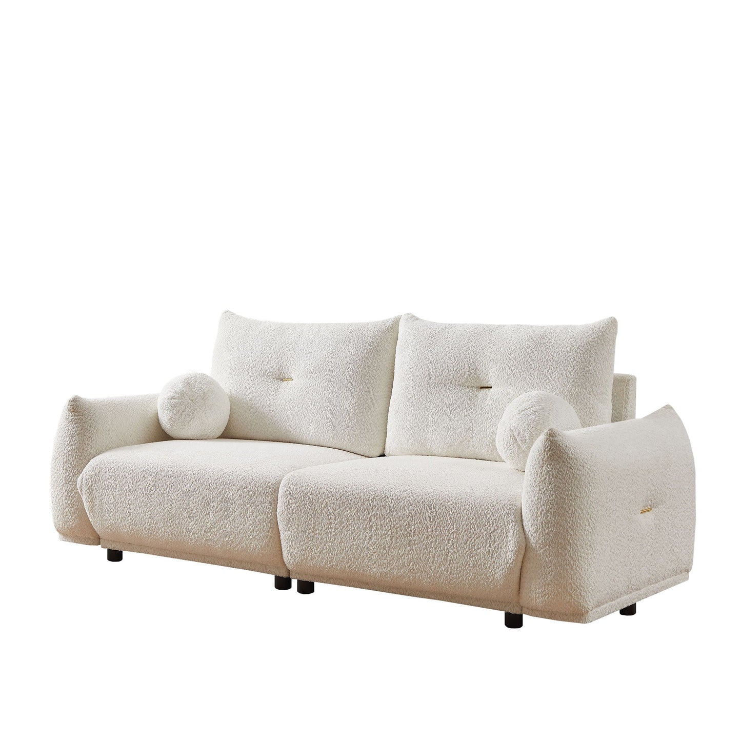 2 Seater Cushion Sofa With 2 Cushions And 2 Ball Pillows Home Essentials
