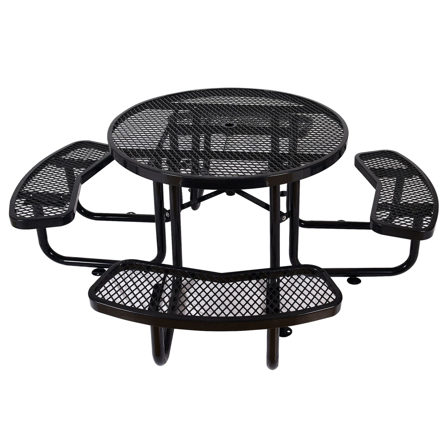 Round Outdoor Steel Picnic Table With Umbrella Pole Home Essentials