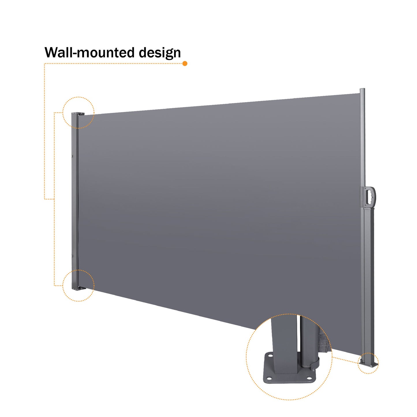 Retractable Side Screen Awning, Uv Resistant, Waterproof, Patio Privacy Screen For Garden, Balcony, Courtyard Daily Nest