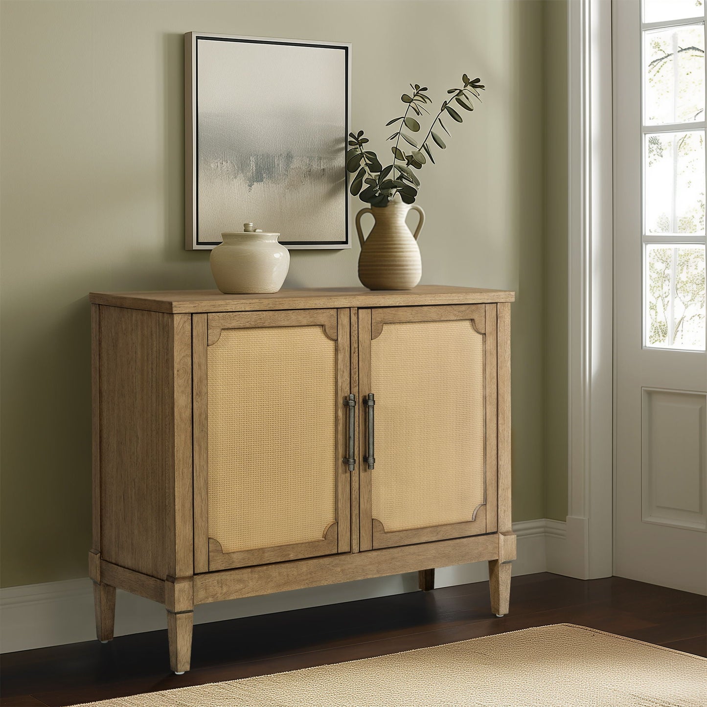 Salina - Woven Cane Accent Cabinet - Toasted Almond Martha Stewart
