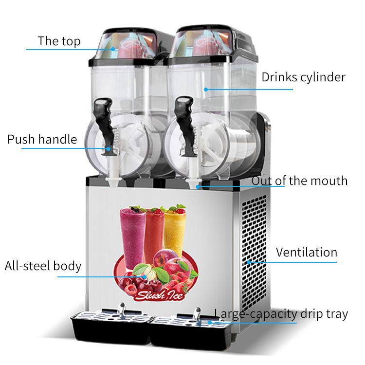 110V Commercial Slushy Machine 30L Double Tank 950W Stainless Steel Margarita Frozen Drink With Powerful Compressor Efficient Cooling Perfect For Supermarkets Cafes Restaurants Bars - Silver Daily Nest