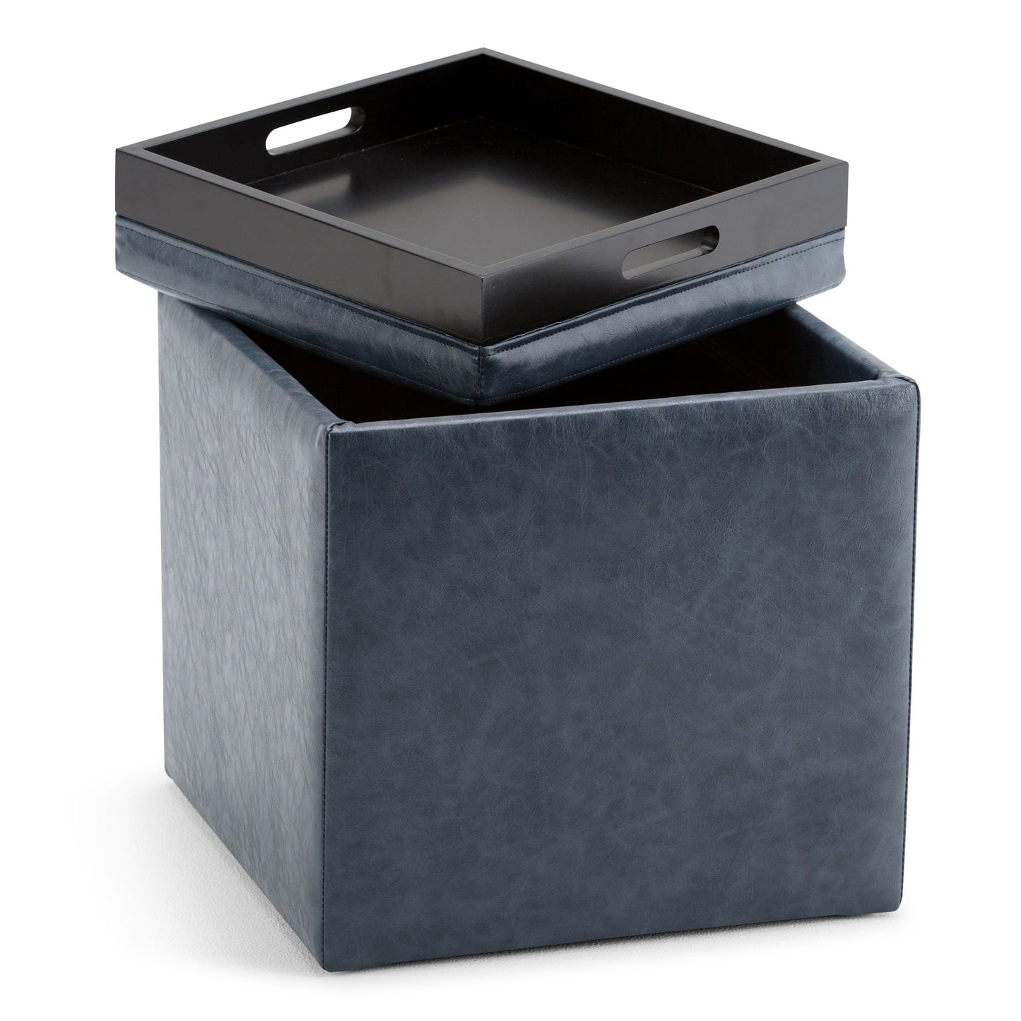 Rockwood - Upholstered Cube Storage Ottoman With Tray Simpli-Home