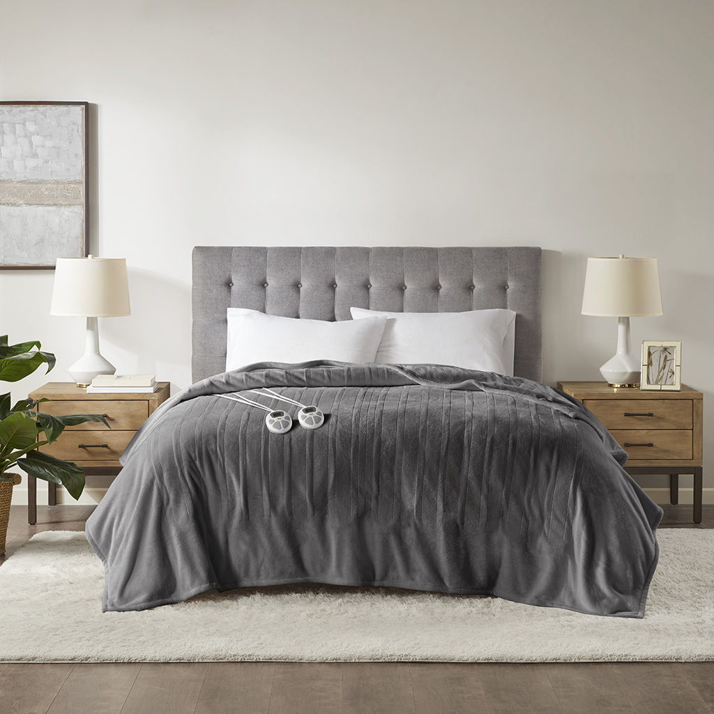 Queen Heated Blanket - Dark Gray Serta