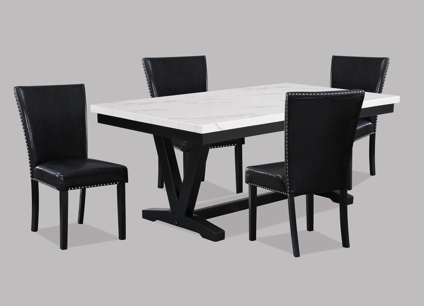 Tanner - Dining Table, Faux Carrara Marble - White / Black Crown Mark