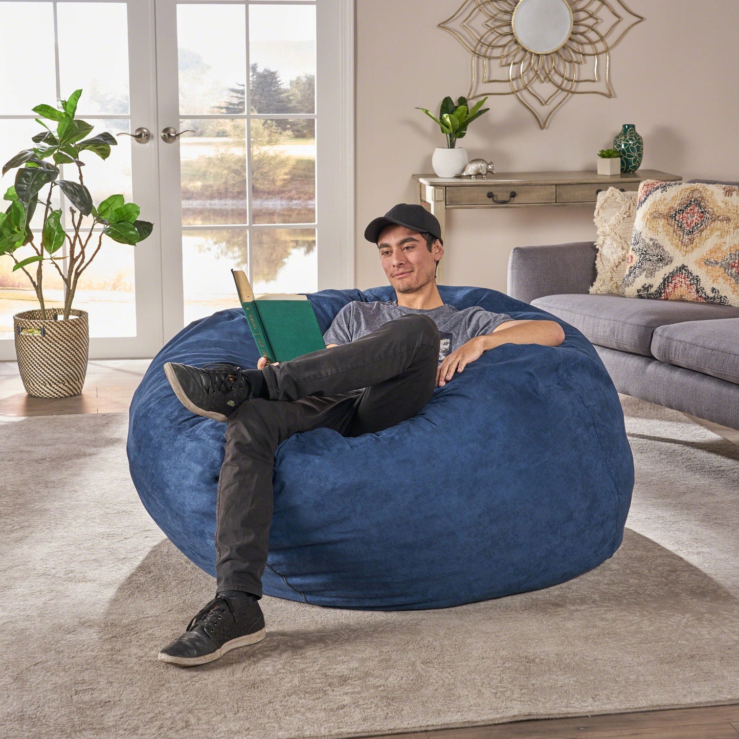 Comfortable High Density Shredded Foam Bean Bag Chair With Removable Cover Home Essentials