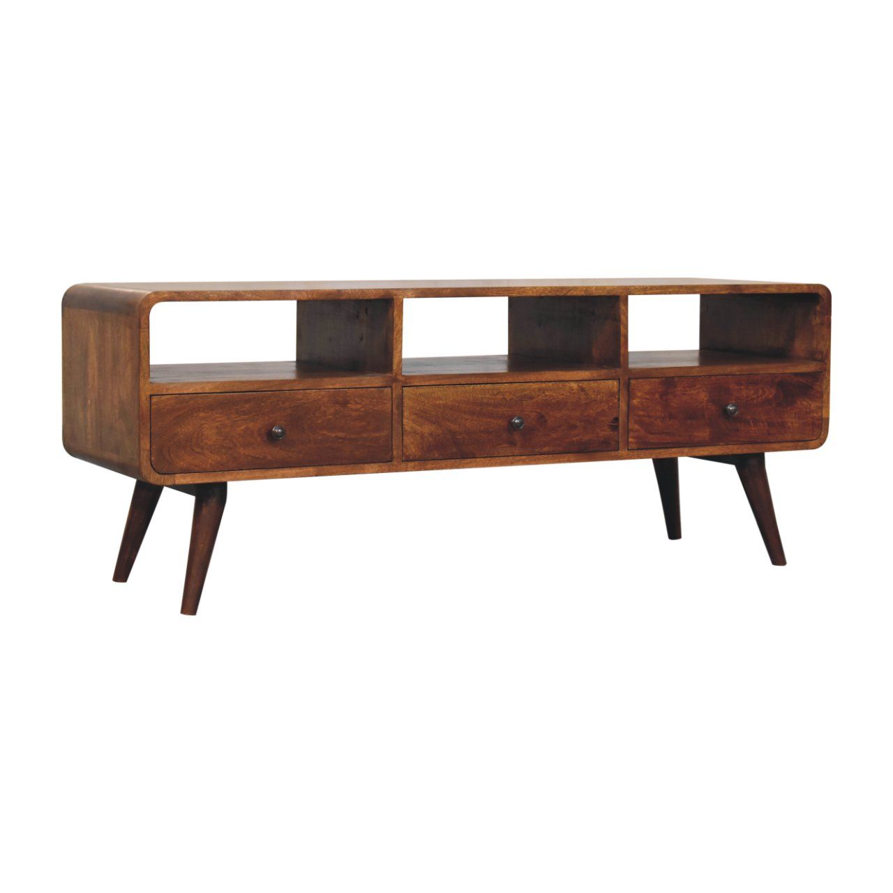 Trio Curved Media Unit - Antique Bronze Artisan Furniture