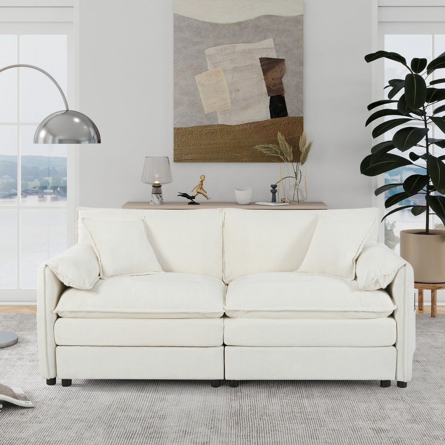 Modern Oversized Chenille Loveseat Sofa With Deep Seat And Diy Combination Home Essentials