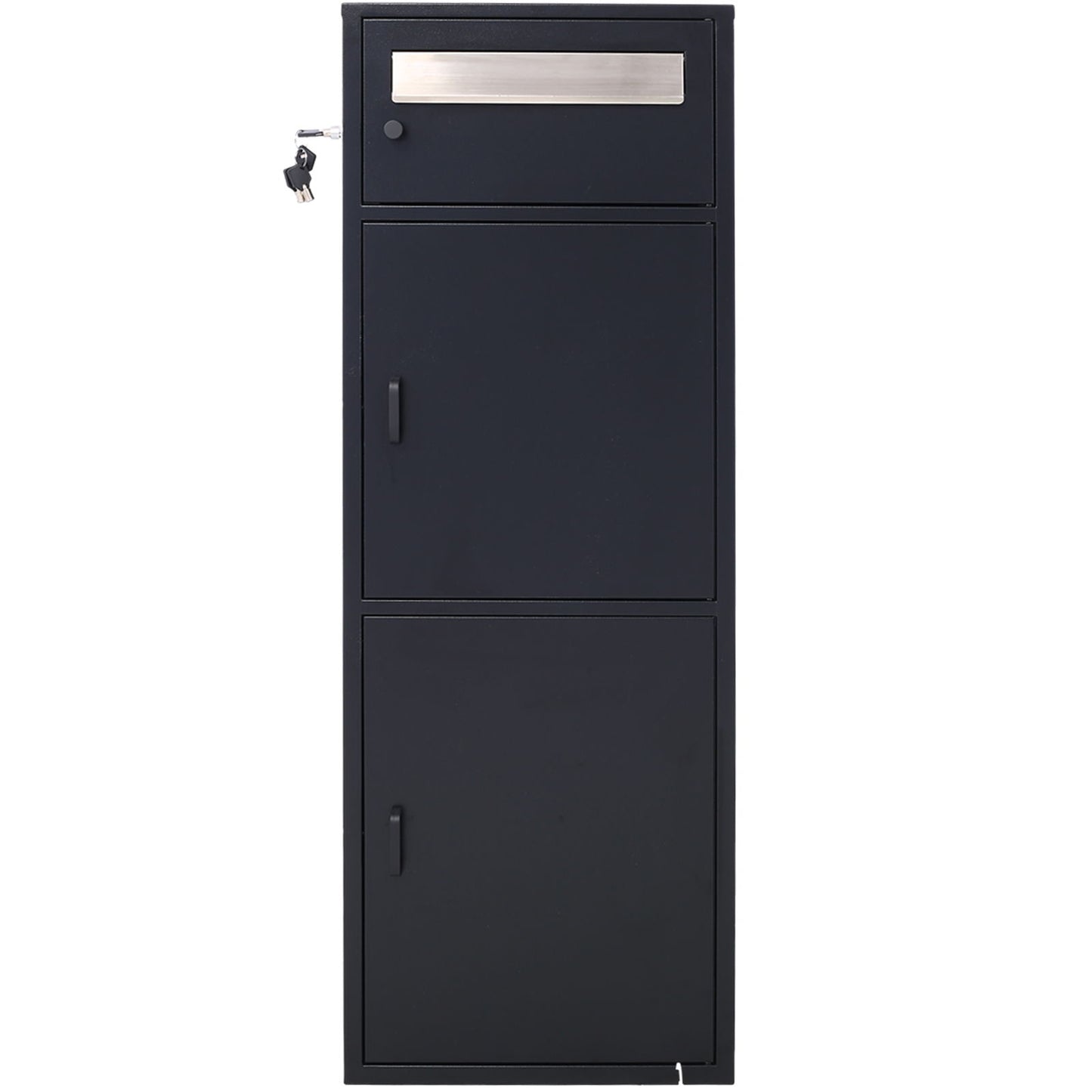 Large Steel Freestanding Floor Parcel Package Drop With Locking Letterbox Drop Mail Box With Multi Compartments - Black Daily Nest