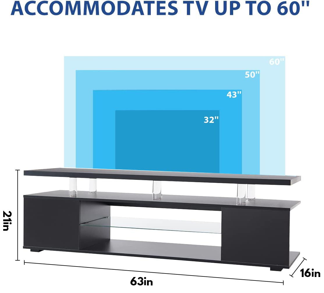 TV Stand LED Gaming Entertainment Center, Media Storage Console Table With Large Side Cabinet Home Essentials