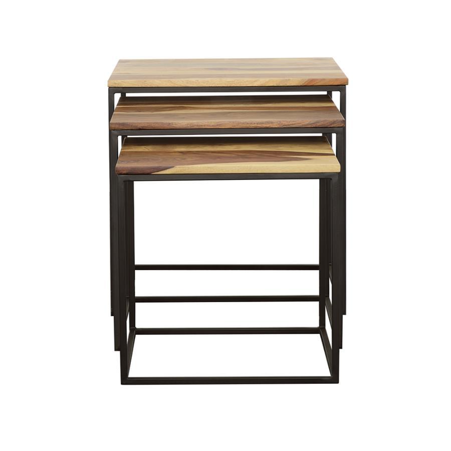 Belcourt - 3 Piece Square Nesting Tables - Natural And Black CoasterElevations