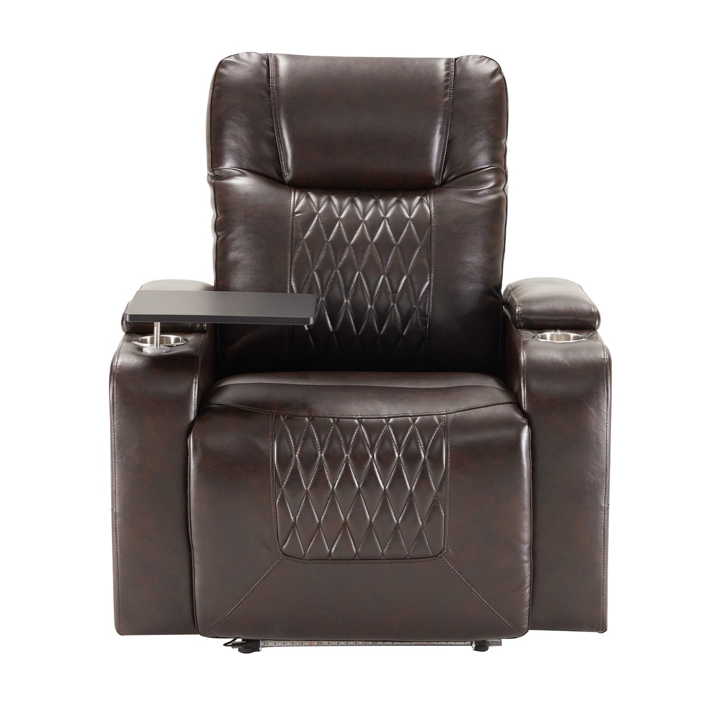 Power Motion Recliner With USB Charging Port And Hidden Arm Storage 2 Convenient Cup Holders Design And 360 Degree Swivel Tray Table Hearth and Haven