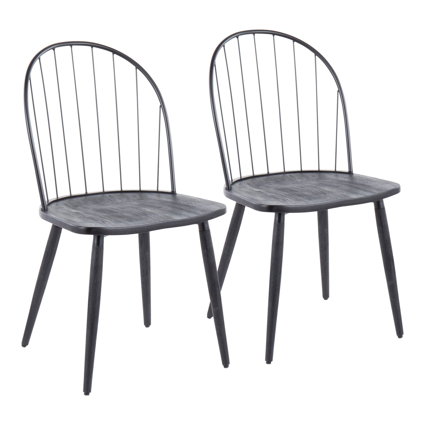 Riley - Industrial High Back Armless Chair (Set of 2) - Black Lumi Source