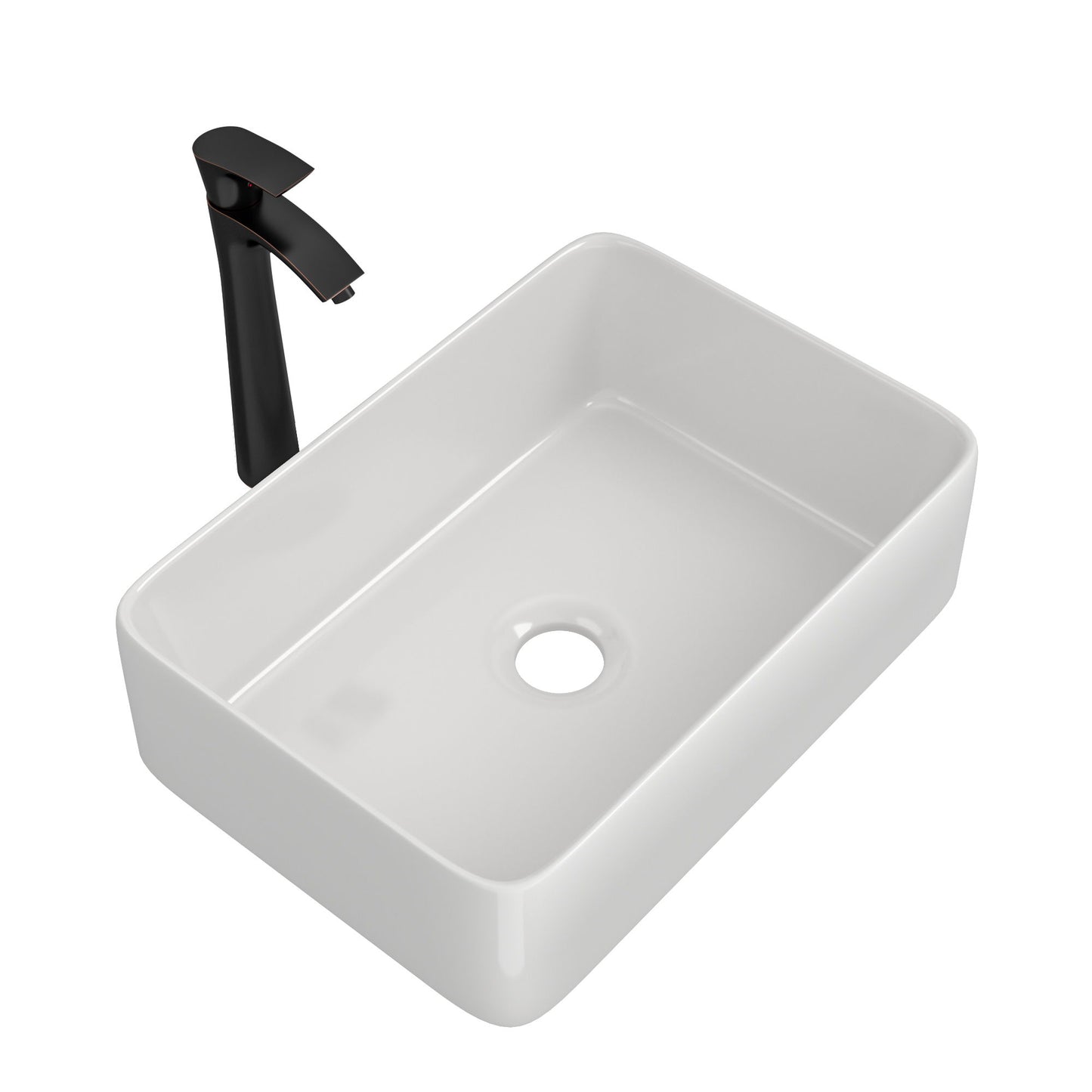 Above Porcelain Vessel Vanity Sink And Faucet Combo, 19" X 15" - White Daily Nest