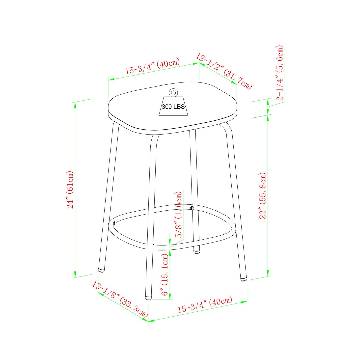 Modern Simple Counter Stool With Upholstered Seat (Set of 2) Walker Edison