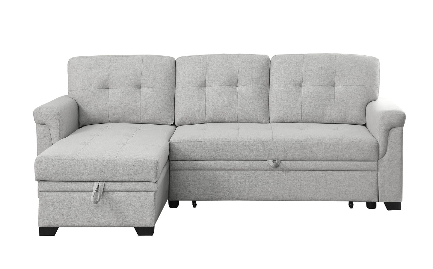 Sierra - Linen Reversible Sleeper Sectional Sofa With Storage Chaise Lilola Home