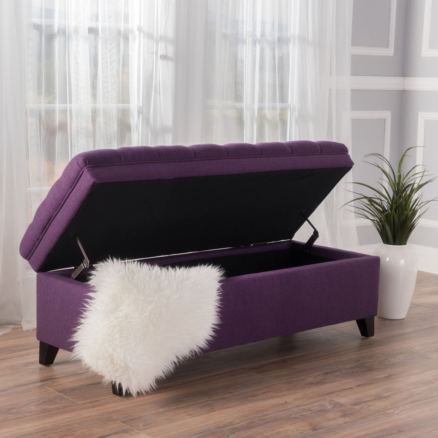 Juliana - Storage Ottoman With Birch Legs Noble House