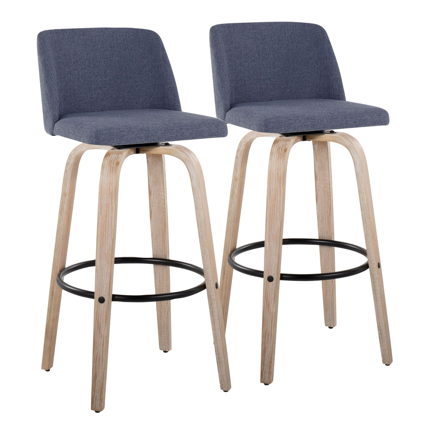 Toriano - Mid-Century Modern Fixed Height BarStool With Round Footrest (Set of 2) Lumi Source