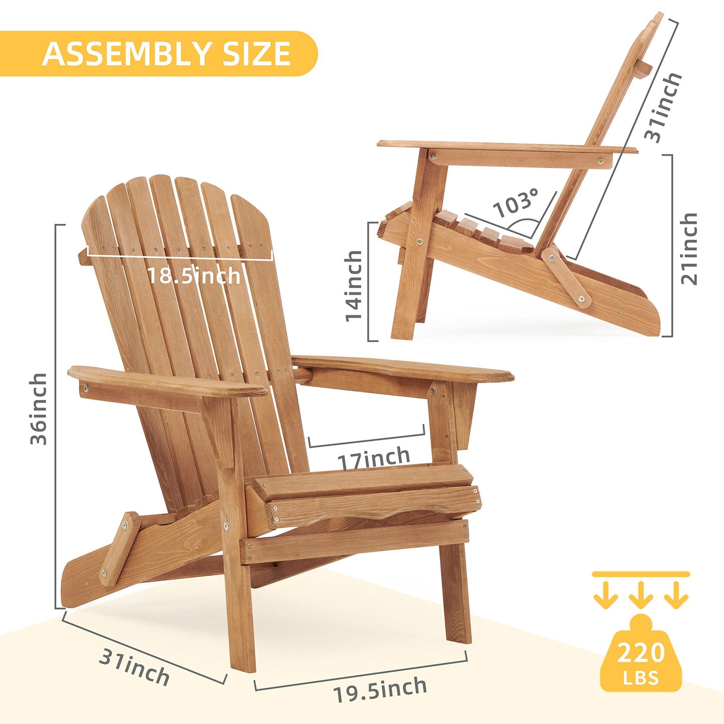 Lounge Patio Chair For Garden Outdoor Wooden Folding Adirondack Chair (Set of 2) Solid Cedar Wood Lounge Patio Chair For Garden Home Essentials