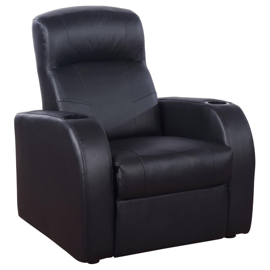 Cyrus - Upholstered Track Arm Recliner - Black CoasterEssence