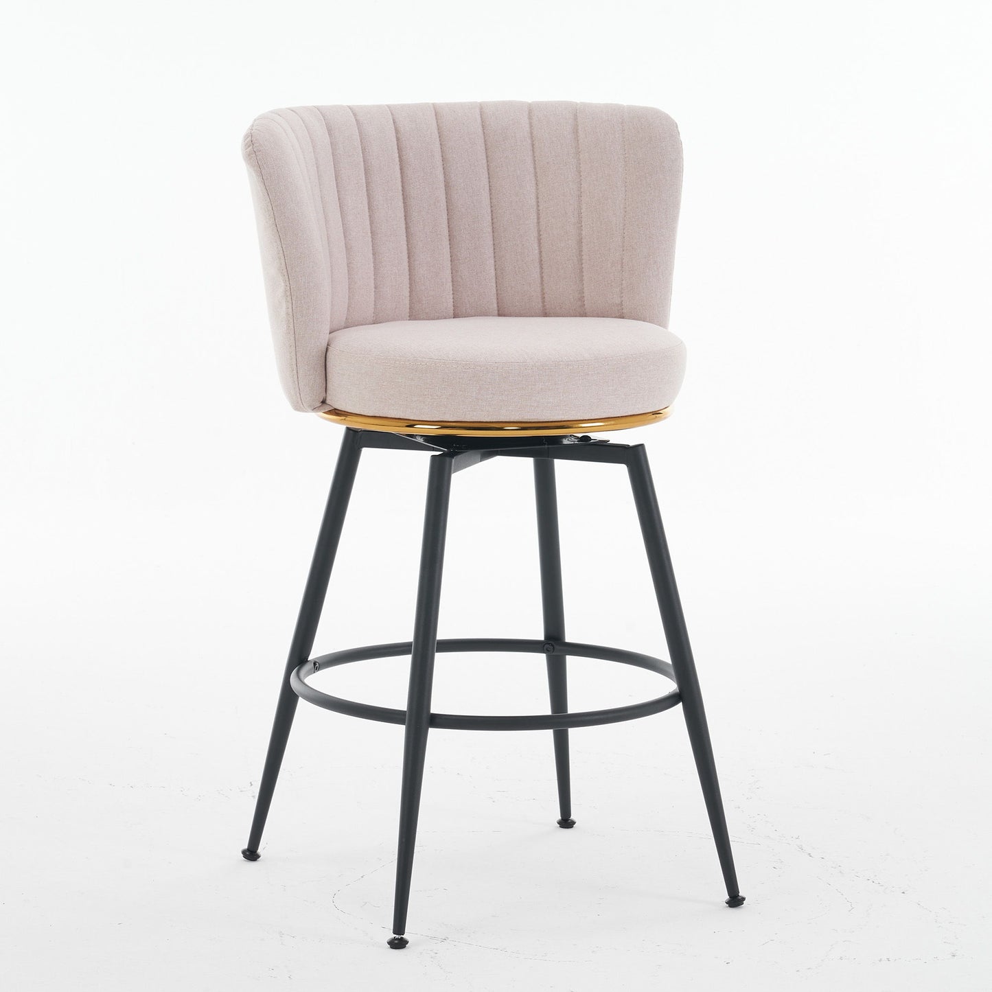 Swivel Bar Stools, High-Back, Adjustable, Upholstered With Elegant Metal Back Accents For Kitchen, Bar, Or Dining Room (Set of 2) Home Essentials