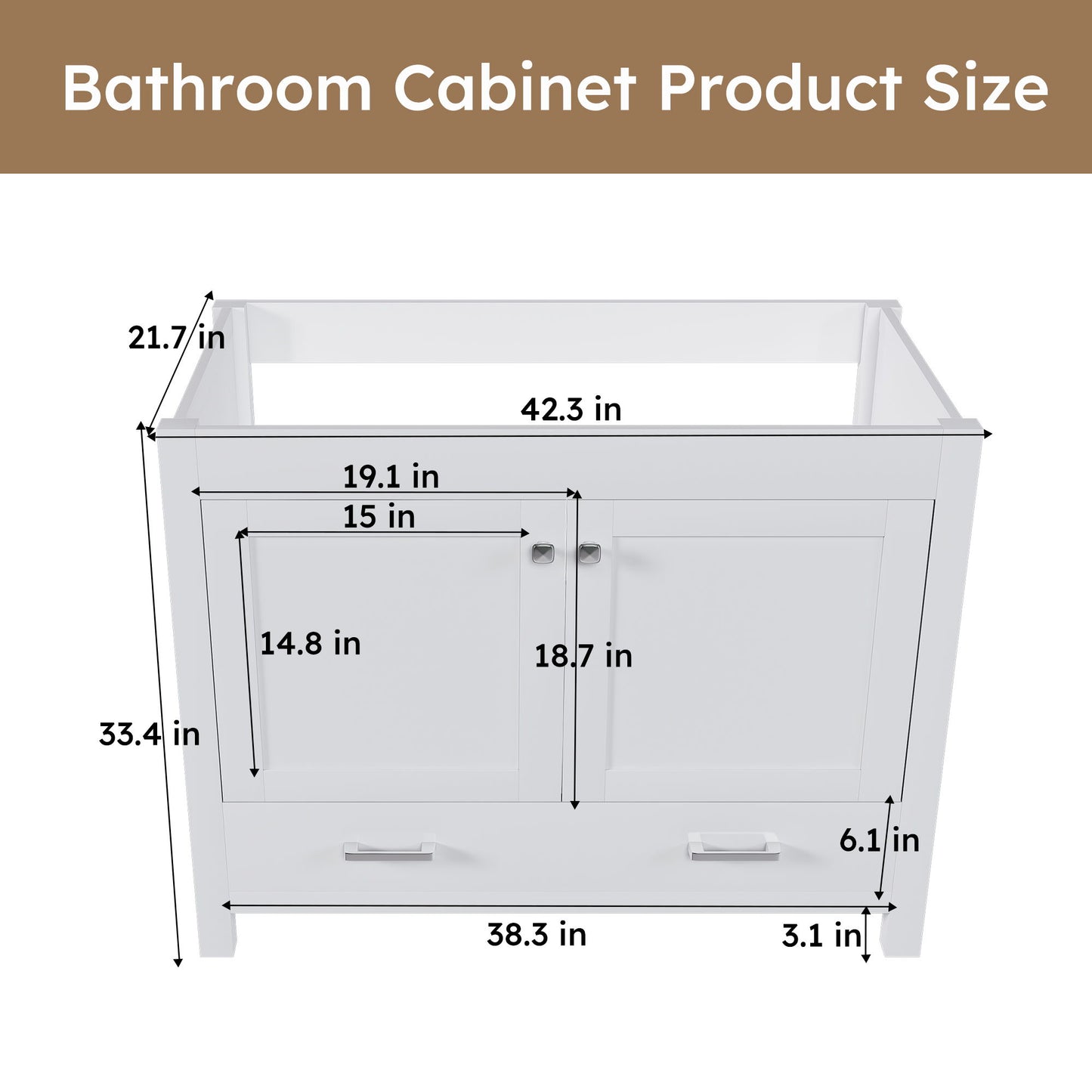 42" Bathroom Vanity Base With Doors And Drawer - White Home Essentials