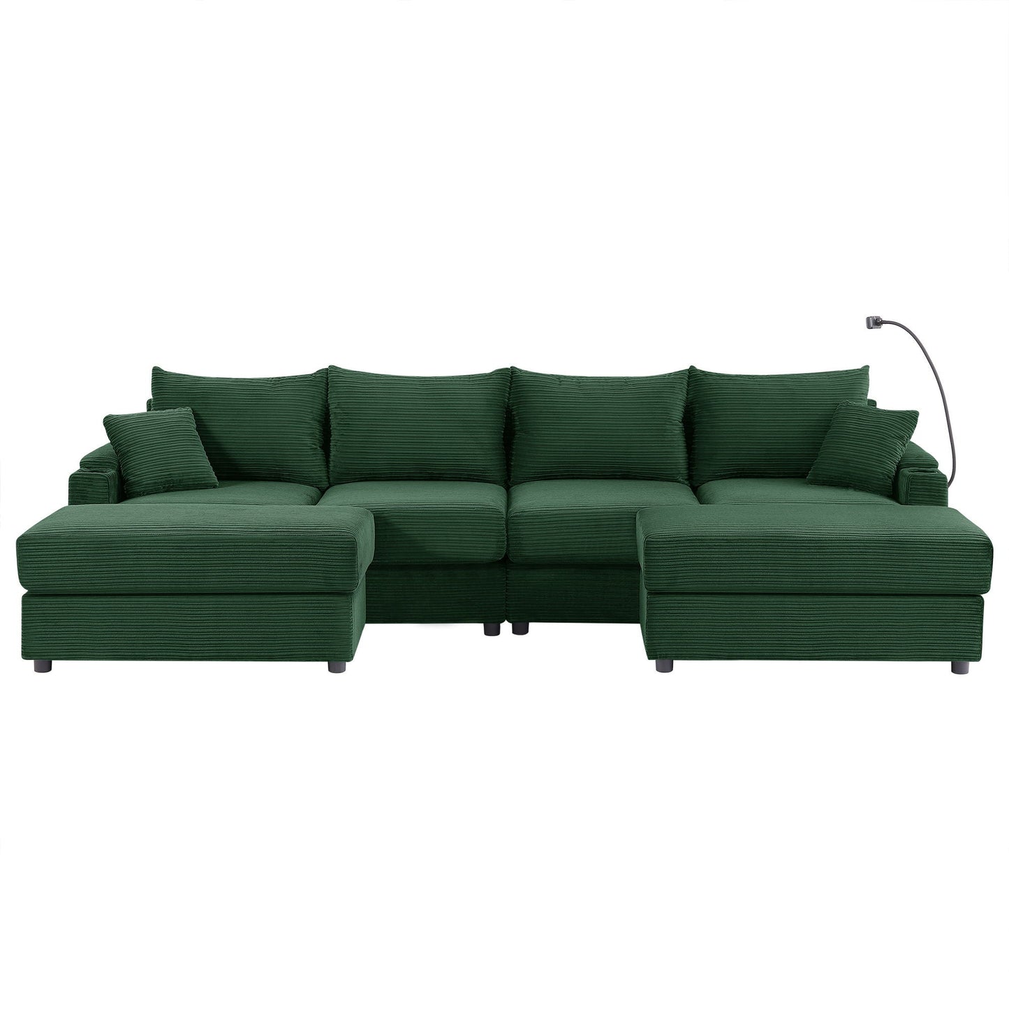 Modern Style Loveseat Sofa Sectional Sofa Couch With Storage Space, A Movable Ottoman, Two USB Ports, Two Cup Holders, A Phone Holder For Living Room Hearth and Haven