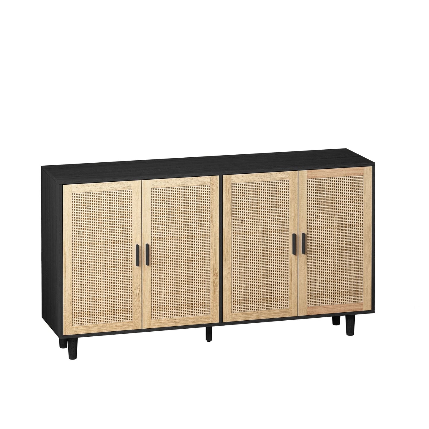 Elegant And Functional 4 Door Rattan Decorative Storage Cabinet Home Essentials