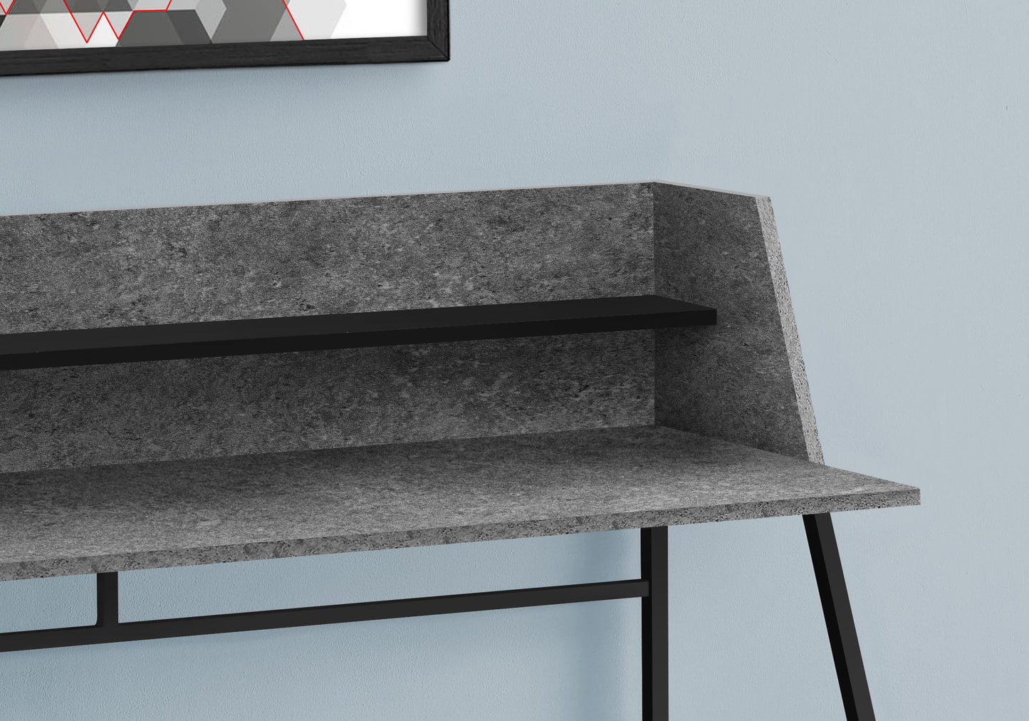 Computer Desk For Home Office, Laptop, Storage Shelves, Marble Look Contemporary & Modern 8th Street