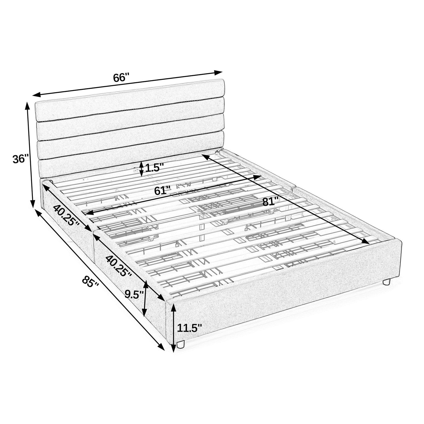 Modern Cushioned Bed Frame With Headboard And Drawers Home Essentials