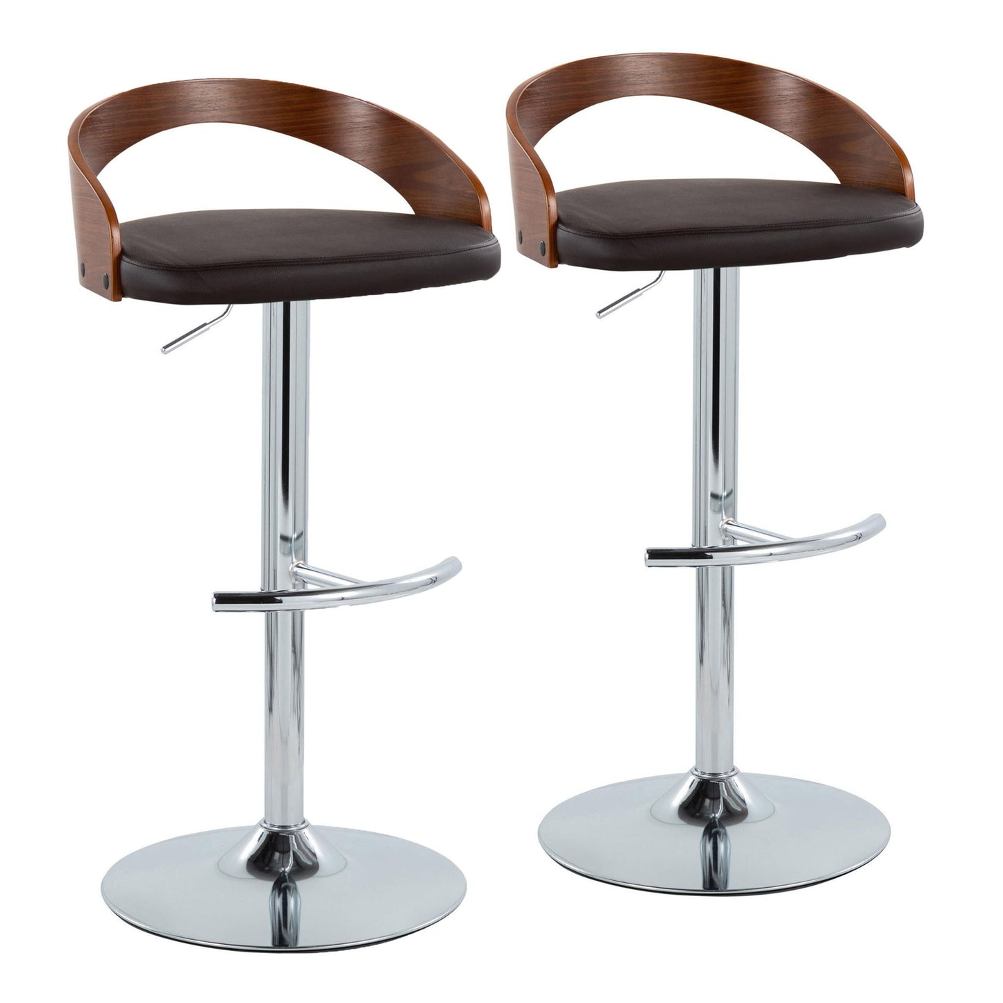 Grotto - Contemporary Adjustable Barstool & Swivel With Rounded T Footrest (Set of 2) Lumi Source