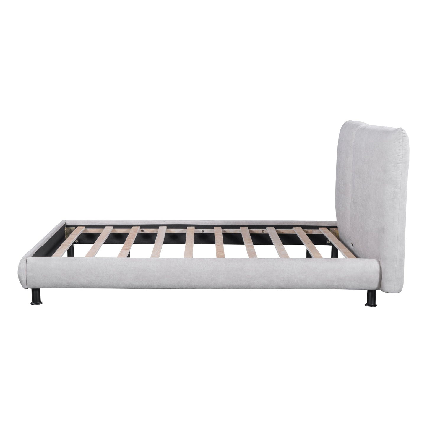 Upholstered Platform Bed With 2 Large Headrests And Thick Halcyon Home