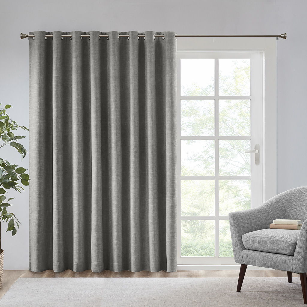 Maya - Printed Heathered Total Blackout Window Patio Panel - Gray SunSmart