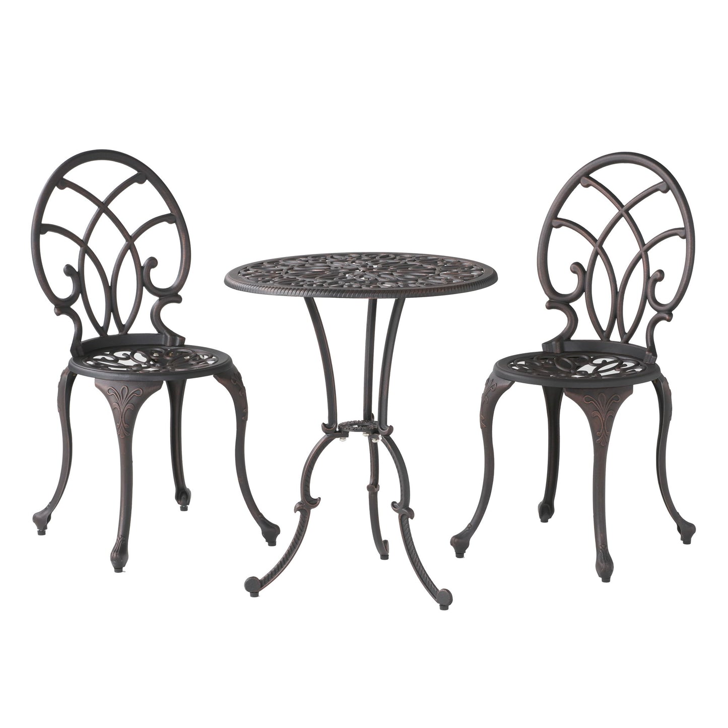 Charleston 3 Pieces Cast Bistro Set - Copper Noble House