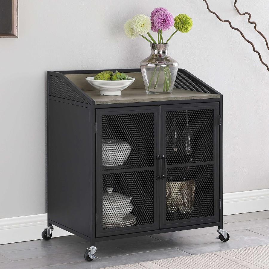 Arlette - 2 Door Mobile Home Bar Wine Cabinet - Sandy Black CoasterEveryday
