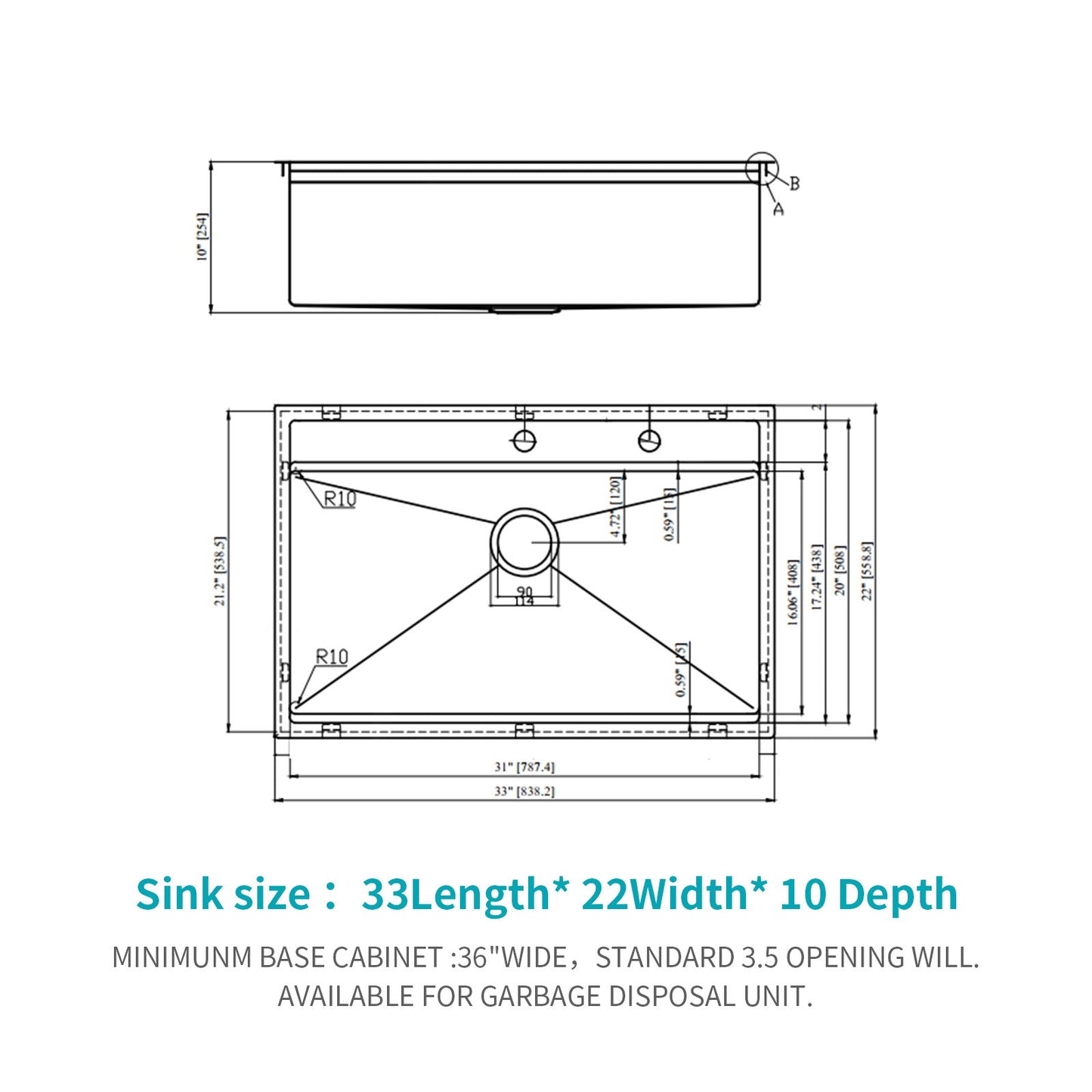 33" Drop In Kitchen Sink With Workstation, 16 Gauge Stainless Steel - Brushed Nickel Daily Nest