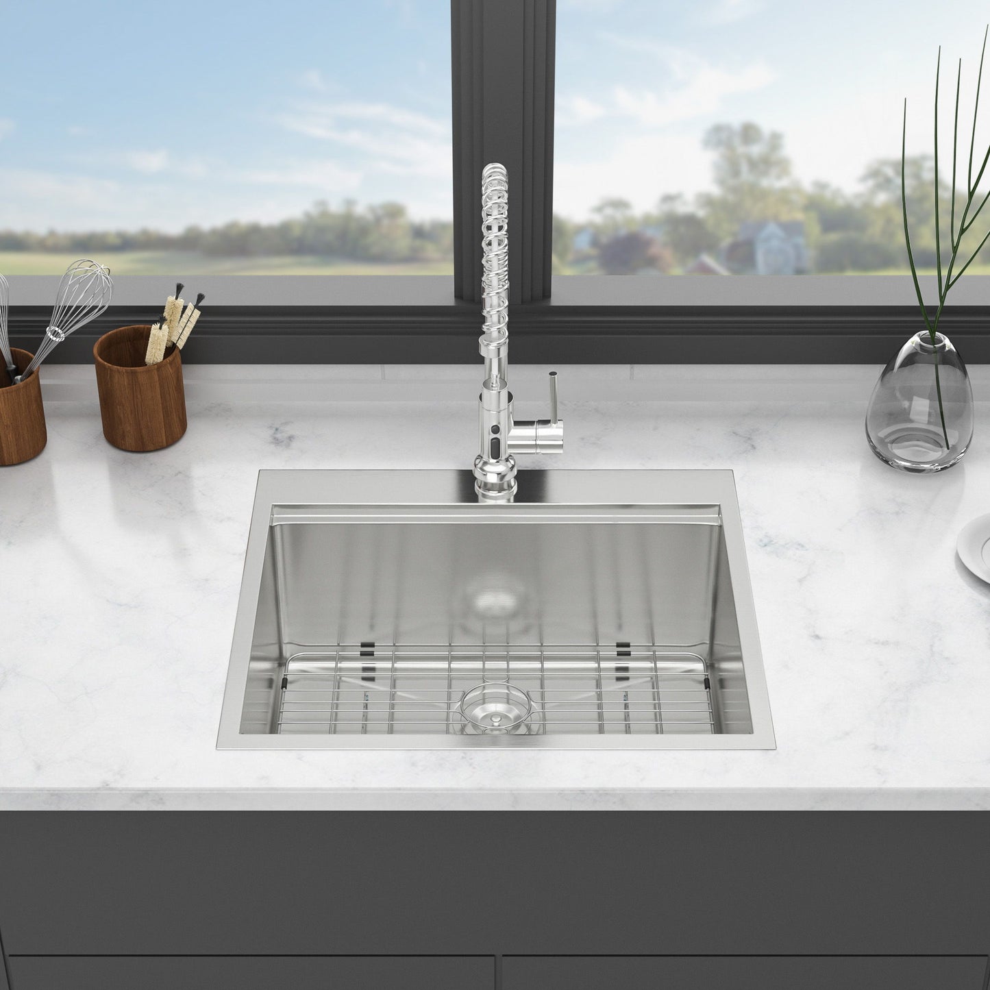 Topmount Stainless Steel Kitchen Sink With Workstation Ledge And Accessories Daily Nest