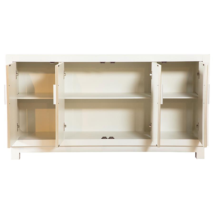 Voula - 4 Door Wood Accent Storage Cabinet - White And Gold CoasterElevations