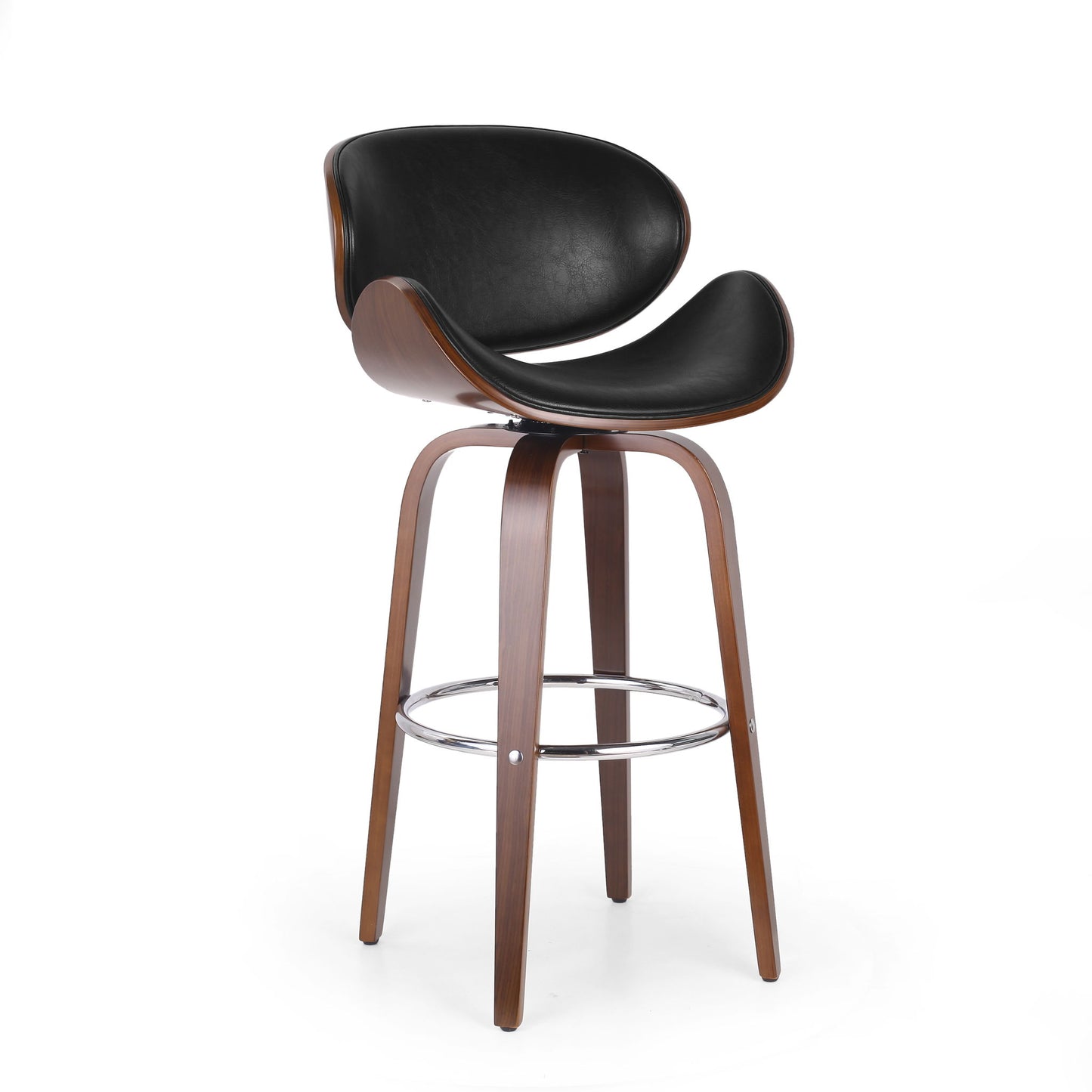 Lumos - Mid Century Modern Upholstered Swivel Barstool Noble House