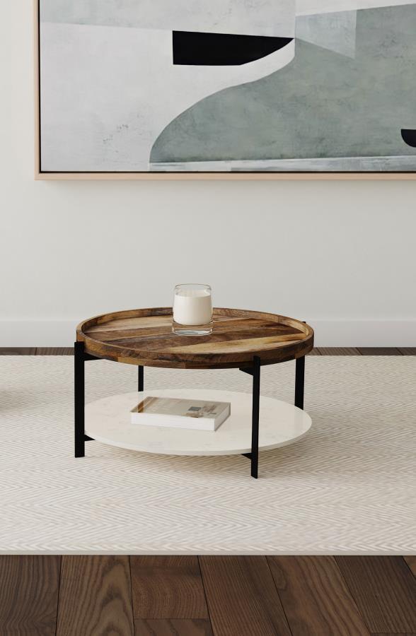 Adhvik - Round Table With Marble Shelf Coaster Fine Furniture