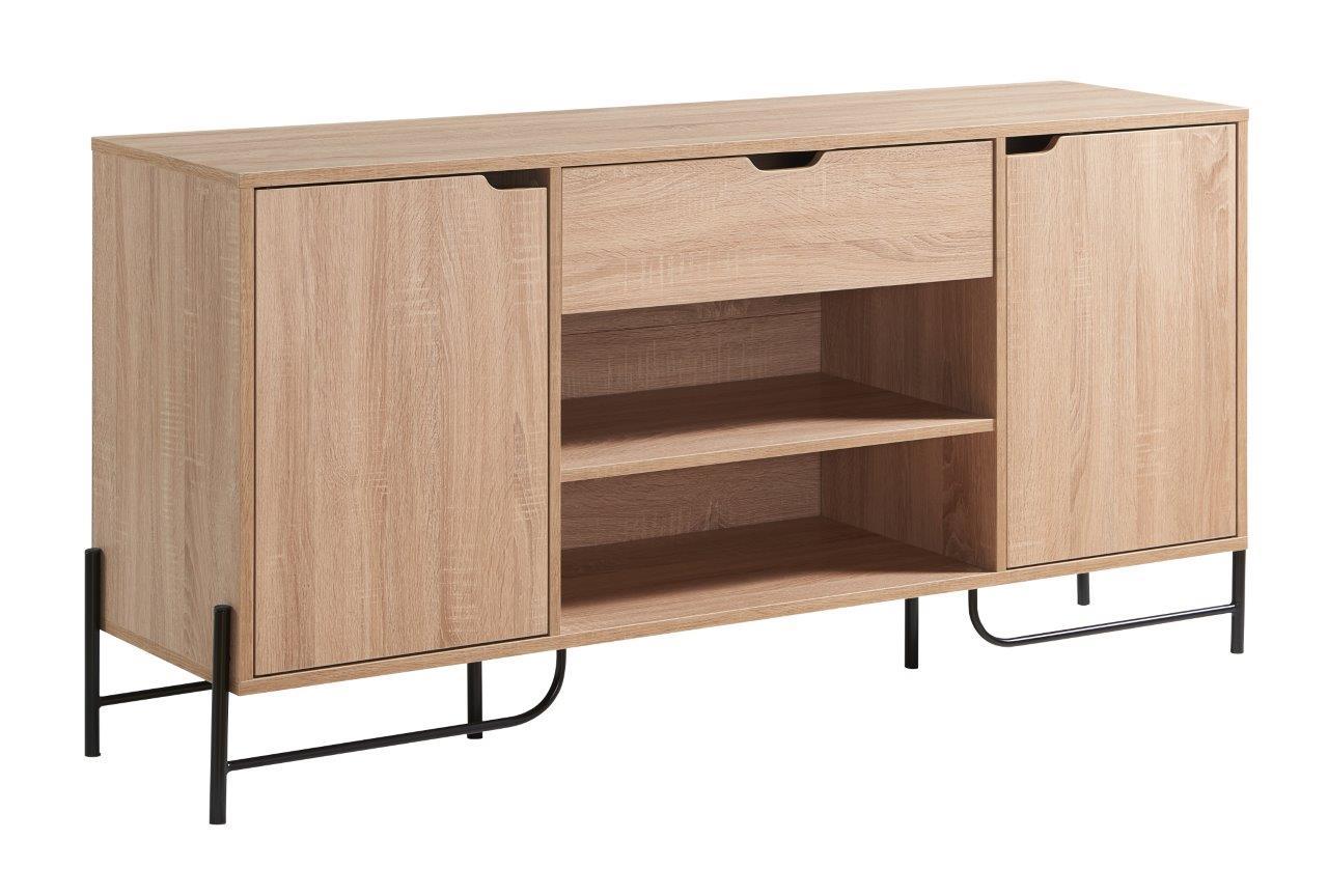Buffet With Metal Legs With Two Door, One Drawer And Six Shelves Home Essentials