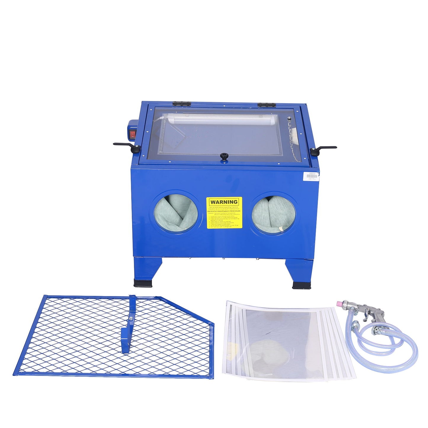 Bench Top Portable Sand Blaster Cabinet Kit 25 Gallon With 80 Psi Capacity - Blue Daily Nest
