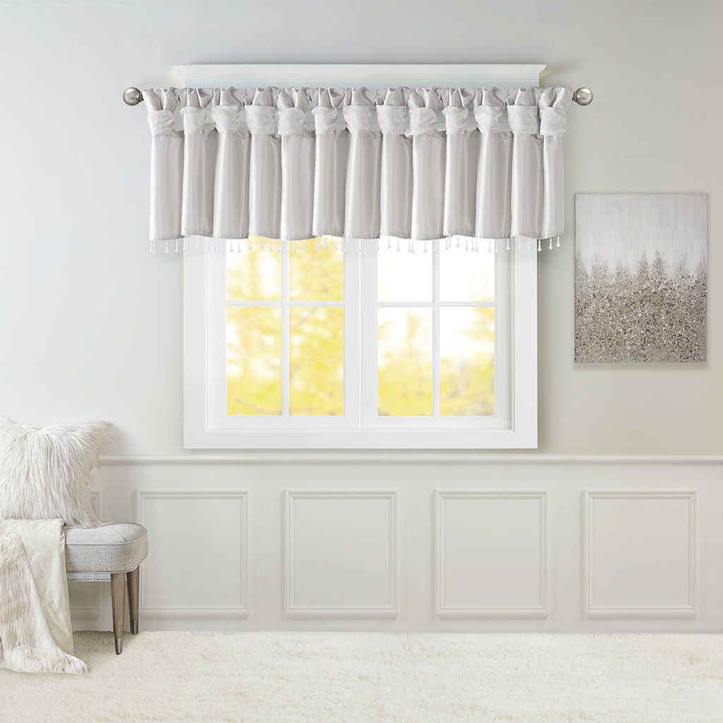 Emilia - Lightweight Valance With Beads - Silver - Snoozhouse