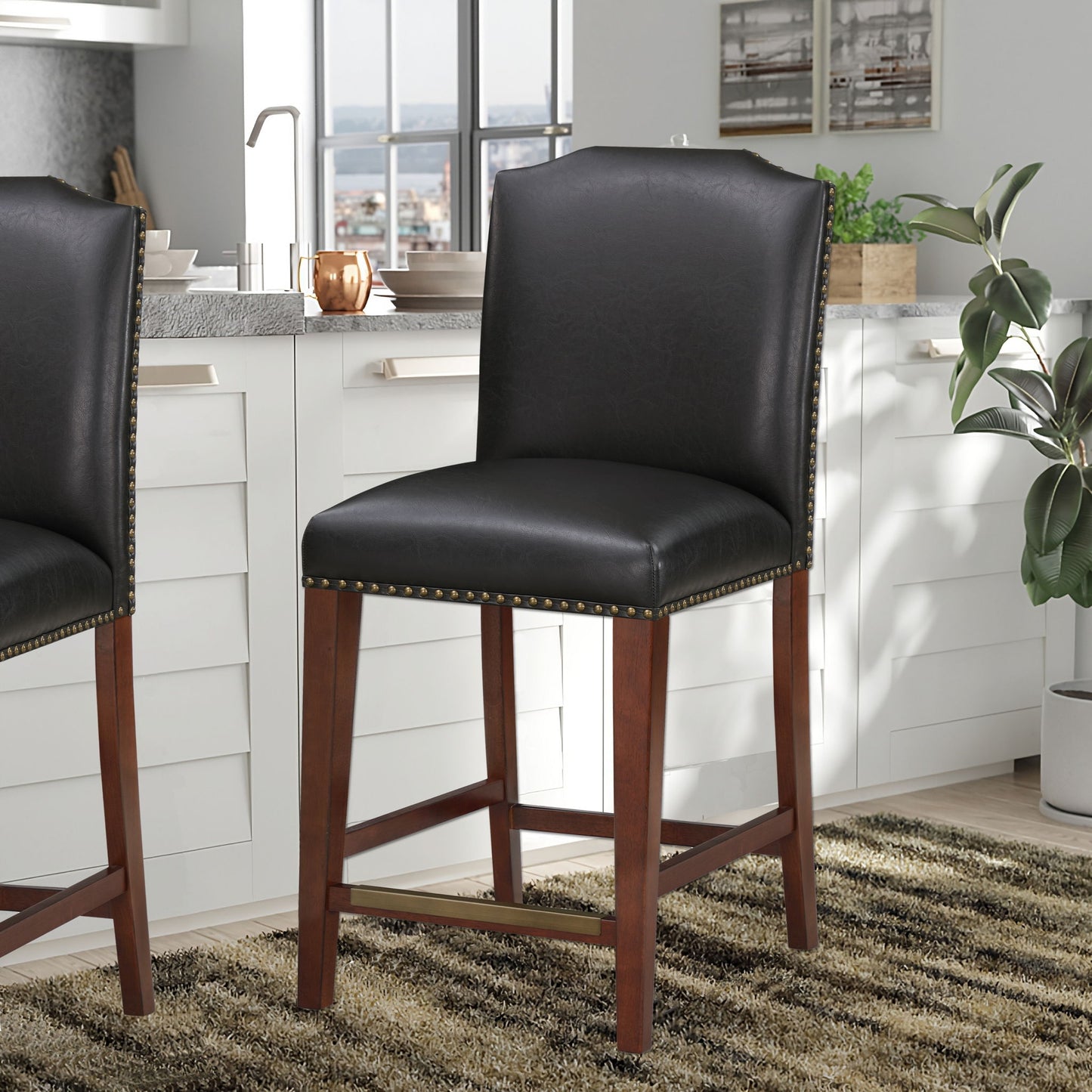 Blaire - Stationary Counter Stool With Nail Heads Home Essentials