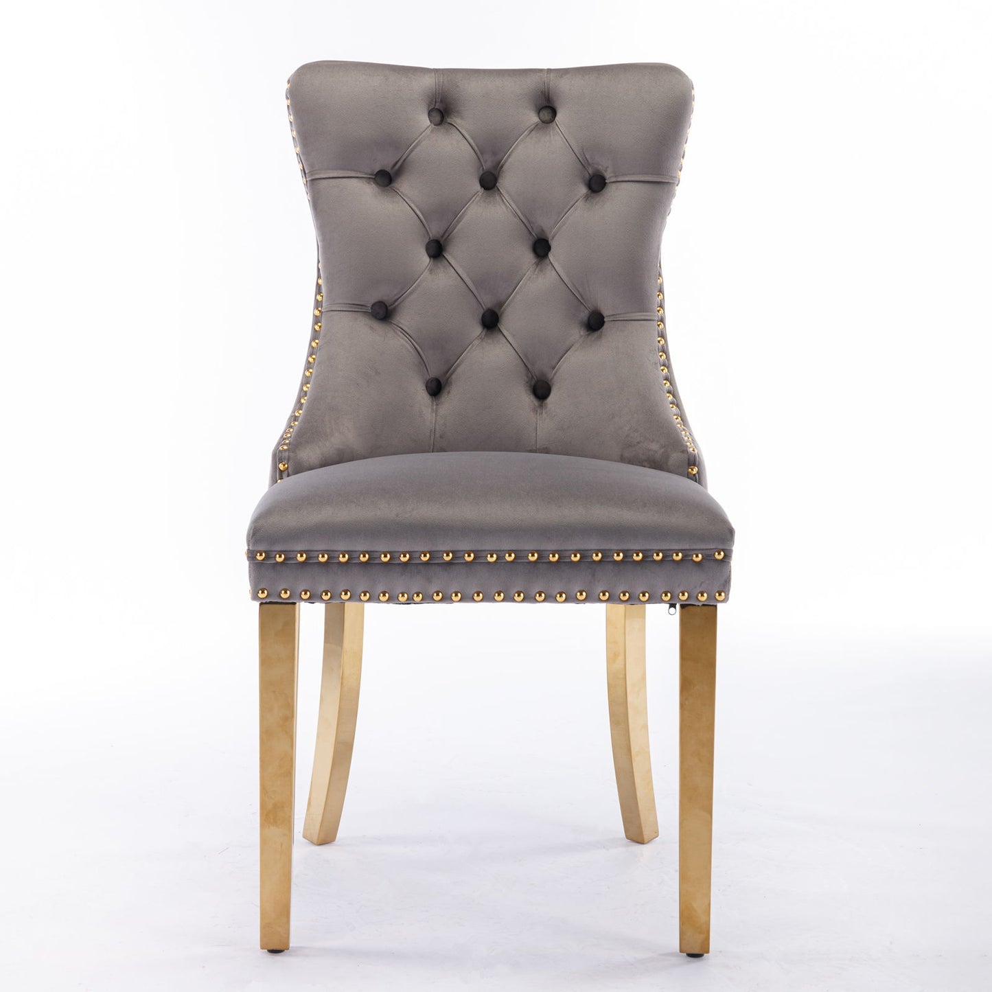 Nikki - Modern, High-End Tufted Solid Wood Contemporary Velvet Upholstered Dining Chair With Golden Stainless Steel Plating Legs, Nailhead Trim (Set of 2) Home Essentials