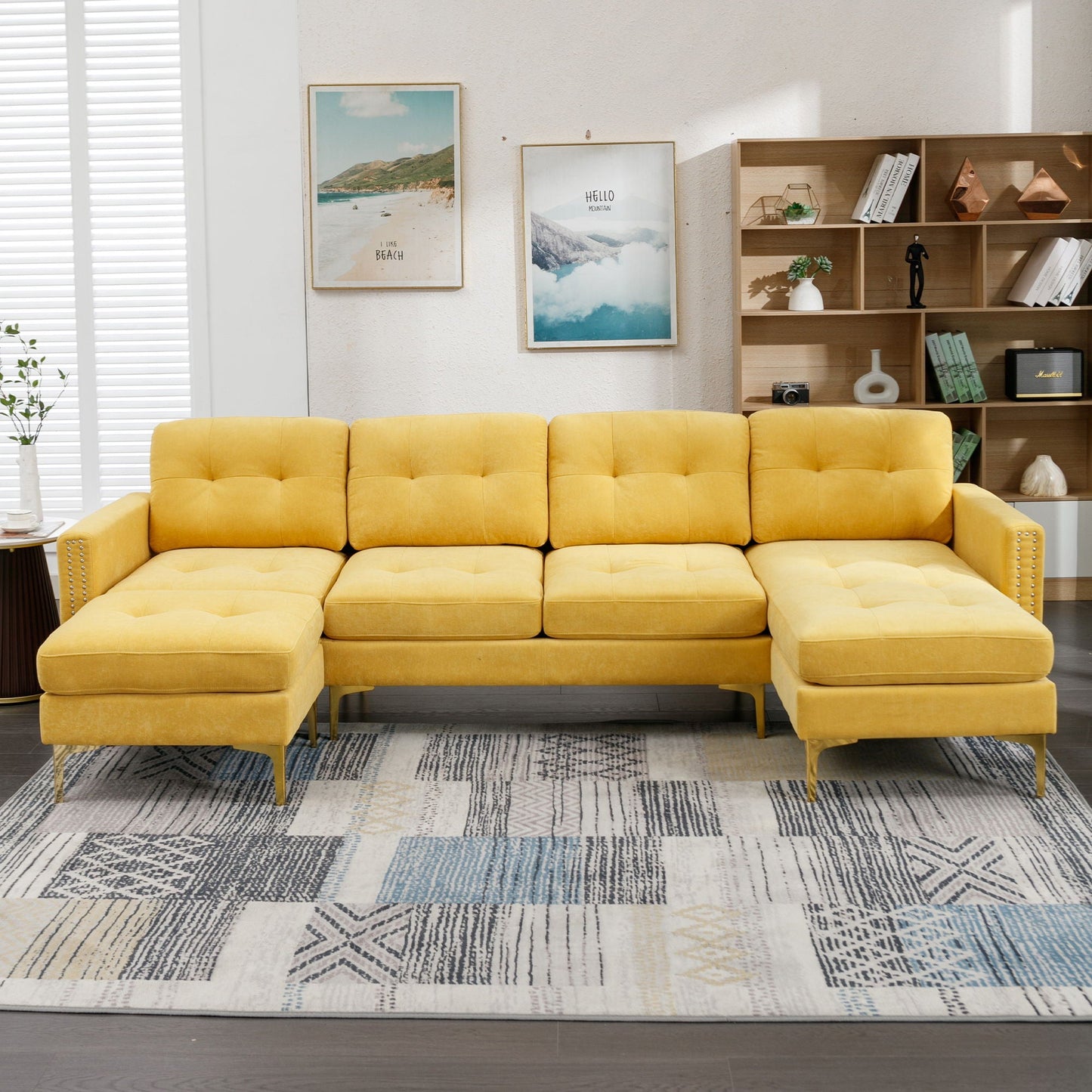 Modern L - Shape Convertible Sectional Sofa With Movable Ottoman - Snoozhouse