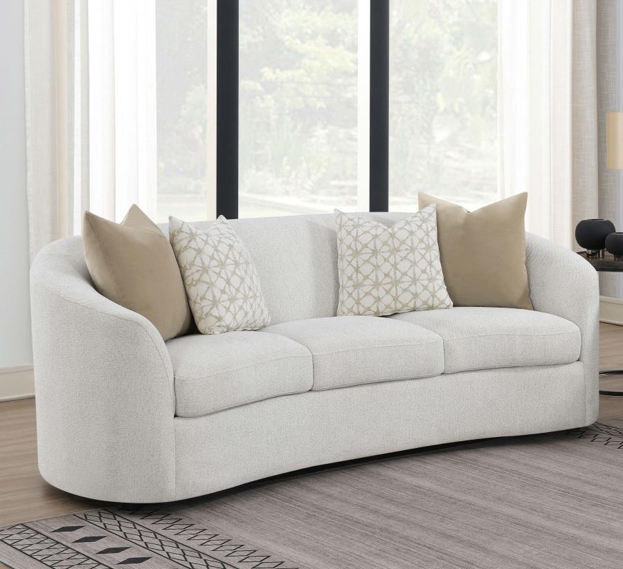 Rainn - Boucle Upholstered Sloped Arm Sofa - Latte CoasterEssence